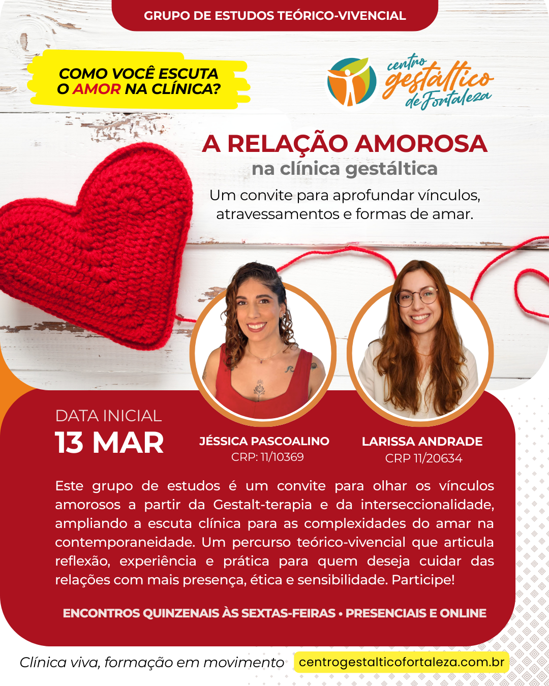 Grupo de Estudos: A Relação Amorosa na Clínica Gestáltica (13/03/2026)