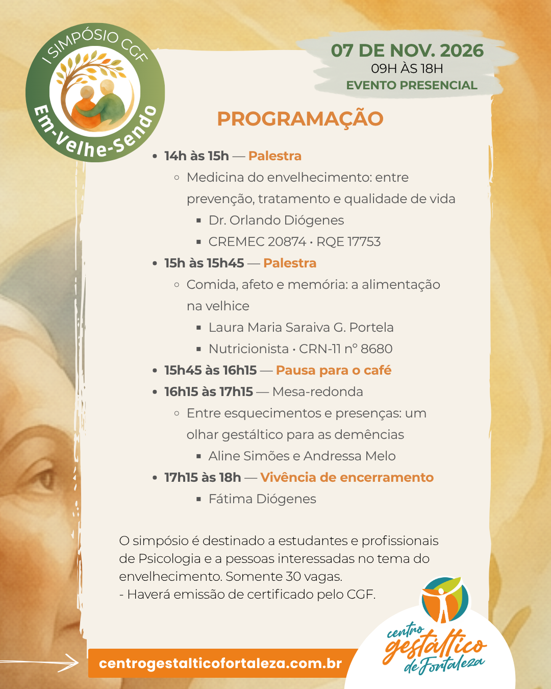 I Simpósio CGF: Em-Velhe-Sendo: o olhar gestáltico para o envelhecimento e suas múltiplas dimensões (07/11/2026) - Imagem 3